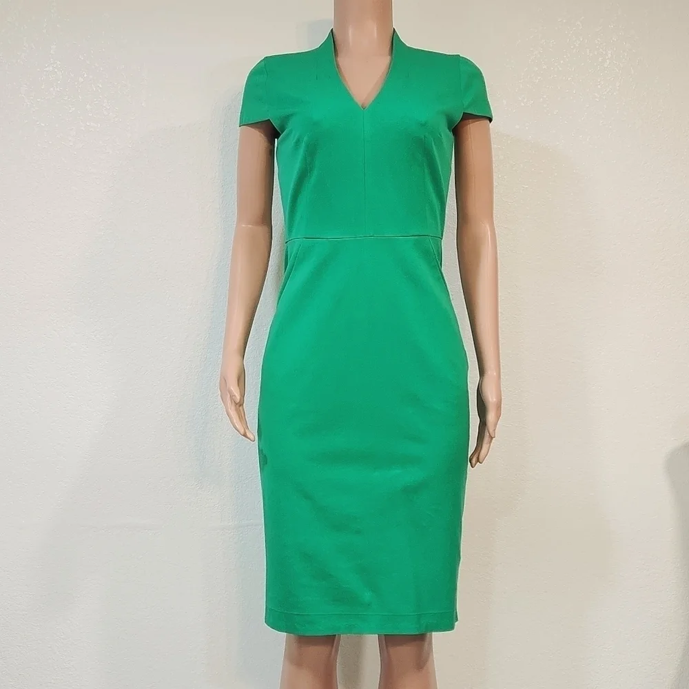 J.Crew Factory Cap Sleeve V-Neck Sheath Dress in Bi-stretch Cotton Sz 2